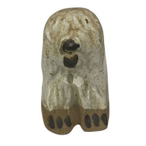 Vtg Tremar Studio  U K Pottery Old English Sheepdog Figurine 2" Beige & Brown
